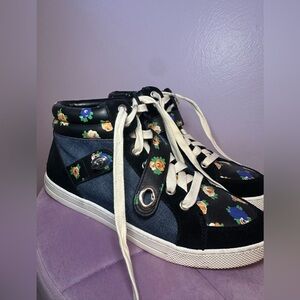 Coach Pembroke Floral Denim High Top Sneakers Size 7
